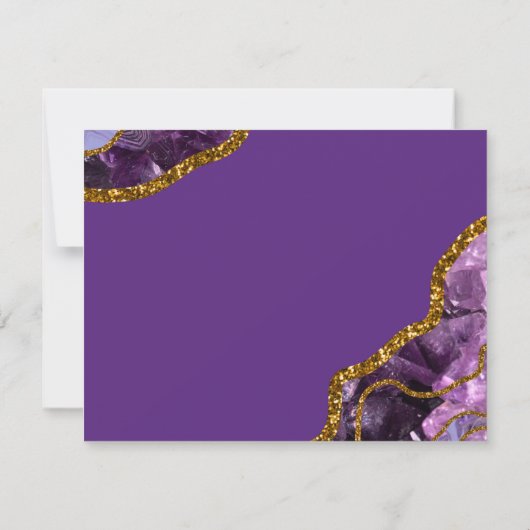 Monogram für lila und Gold Agate Geode Glitzer Mitteilungskarte (Rückseite)