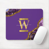 Monogram für lila und Gold Agate Geode Glitzer Mousepad (Mit Mouse)