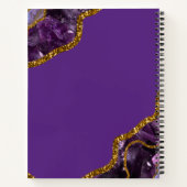 Monogram für lila und Gold Agate Geode Glitzer Notizblock (Rückseite)