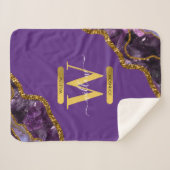 Monogram für lila und Gold Agate Geode Glitzer Sherpadecke (Vorderseite (Horizontal))