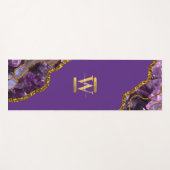 Monogram für lila und Gold Agate Geode Glitzer Yogamatte (Vorderseite (Horizontal))