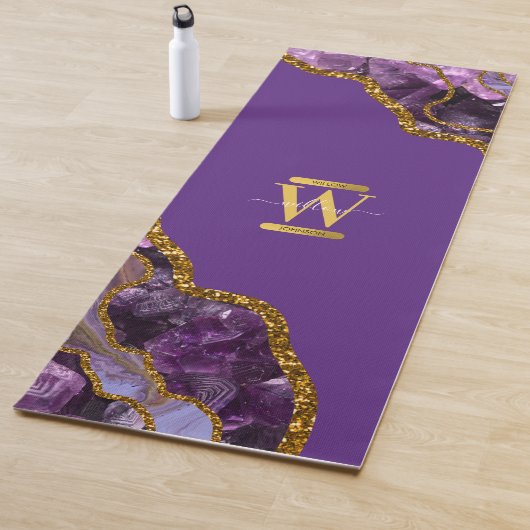 Monogram für lila und Gold Agate Geode Glitzer Yogamatte (Beispiel)