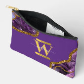 Monogram für lila und Gold Agate Geode Glitzer Zubehörtasche (Offen)