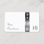 Monogram für luxuriöse Weißtöne und Silberdekorati Visitenkarte (Vorderseite)