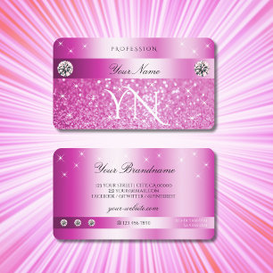 Monogram für Luxury Girly Pink Glitzer Sparkling S Visitenkarte