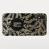 Monogram für Luxus Glam Black und Gold Floral Wirb Case-Mate iPhone Hülle (Rückseite (Horizontal))