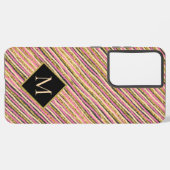 Monogram für Luxus Gold Glitzer Stripes Samsung Galaxy Hülle (Rückseite (Horizontal))