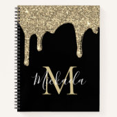 Monogram für Luxus Sparkle Gold Glitzer Tropfen Notizblock (Vorderseite)