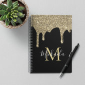 Monogram für Luxus Sparkle Gold Glitzer Tropfen Notizblock