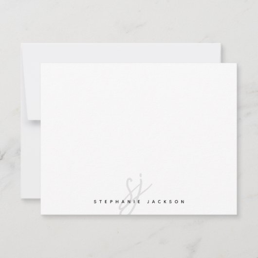 Monogram für Minimalistische handgeschriebene Skri Mitteilungskarte (Vorderseite)