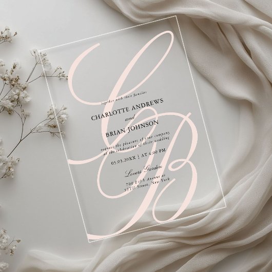 Monogram für Minimalistisches Skript-Schriftart | Acryleinladungen