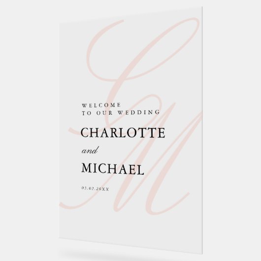 Monogram für Minimalistisches Skript-Schriftart |  Acrylschild (Winkel)