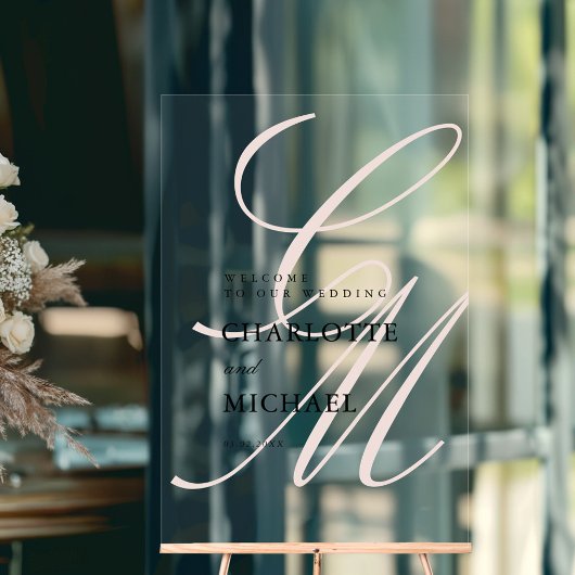 Monogram für Minimalistisches Skript-Schriftart | Acrylschild