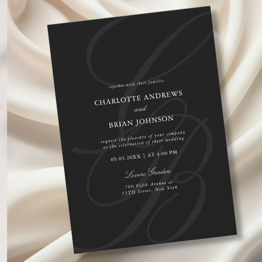 Monogram für Minimalistisches Skript-Schriftart |  Einladung