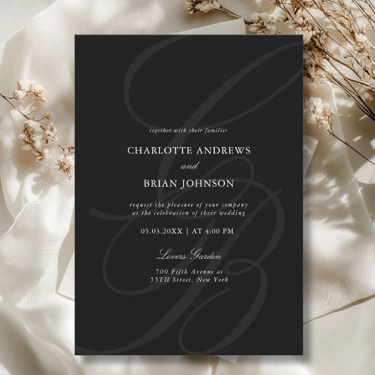 Monogram für Minimalistisches Skript-Schriftart | Einladung