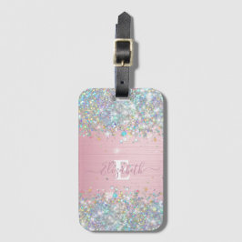 Monogram für moderne blush Holographic Imitats Gli Gepäckanhänger