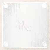 Monogram für moderne Coole Glitzer-Tropfen Glasuntersetzer (Rückseite)
