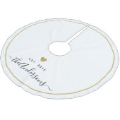 Monogram für moderne Goldenen Herzfamilie Polyester Weihnachtsbaumdecke (Schrägansicht)