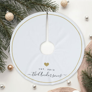 Monogram für moderne Goldenen Herzfamilie Polyester Weihnachtsbaumdecke