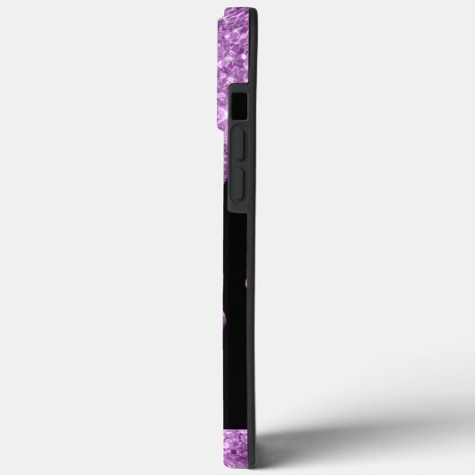 Monogram für moderne Lila Glitzer-Tropfen Case-Mate iPhone Hülle (Rückseite / Links)
