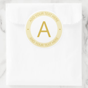 Monogram für moderne Logo-Stile Gold und Weiß Runder Aufkleber