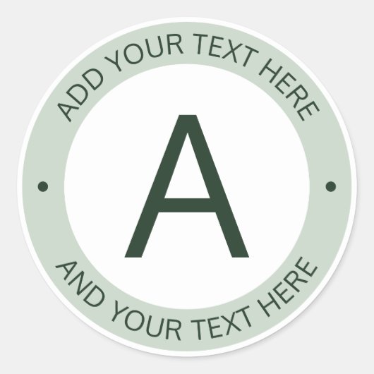 Monogram für moderne Logo-Stile | Grün/Weiß Runder Aufkleber (Vorderseite)