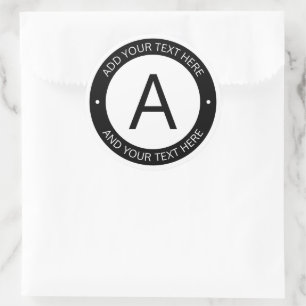Monogram für moderne Logo-Stile   Schwarz/Weiß Runder Aufkleber