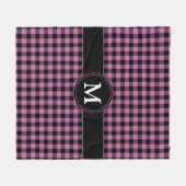 Monogram für moderne rosa Karierte Karo Fleecedecke (Vorderseite (Horizontal))