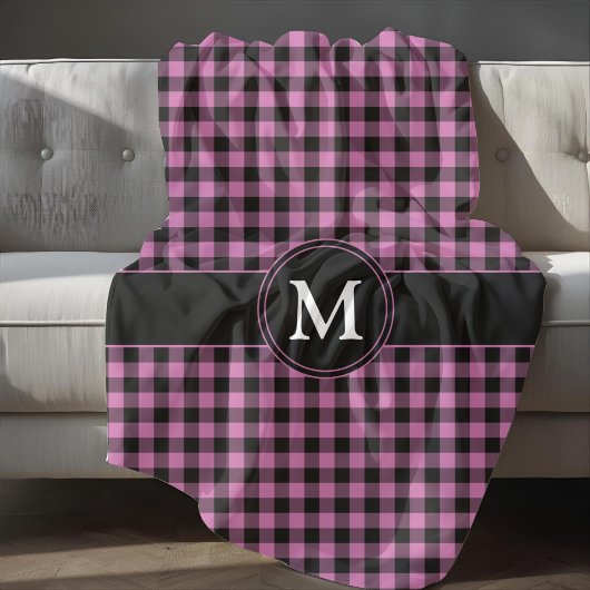 Monogram für moderne rosa Karierte Karo Fleecedecke