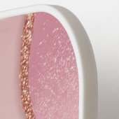 Monogram für moderne Rose Gold Chic Glitzer Pickleball Schläger (Linke Seite)