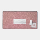 Monogram für moderne Rose Gold Glitzer Schreibtischunterlage (Tastatur & Maus)