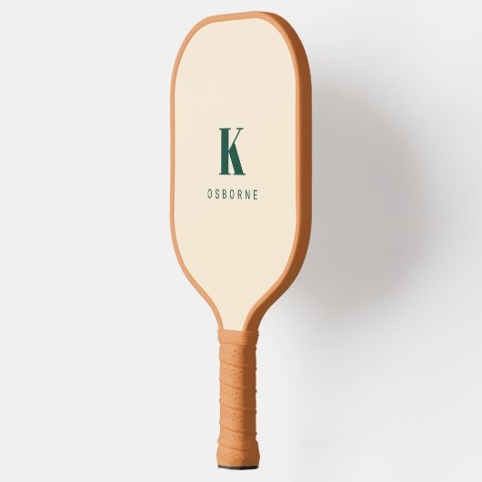 Monogram für modernes grünes Schachbrett Pickleball Schläger (Links)