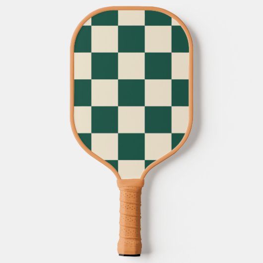 Monogram für modernes grünes Schachbrett Pickleball Schläger (Rückseite)