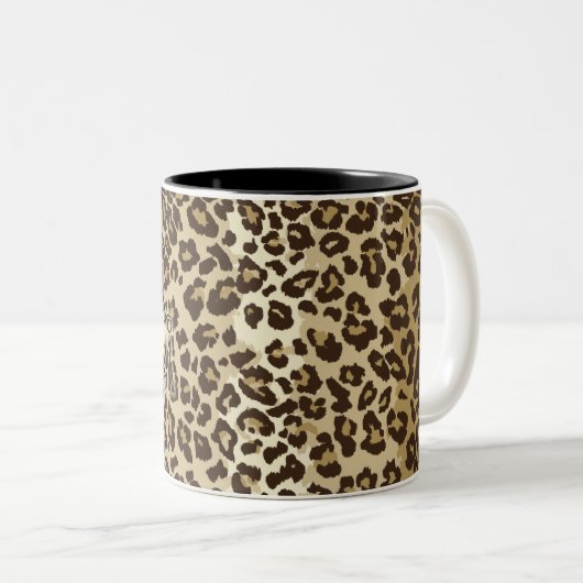 Monogram für Natural Leopard Pattern Individuelle Zweifarbige Tasse (VorderseiteRechts)