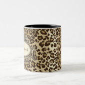 Monogram für Natural Leopard Pattern Individuelle  Zweifarbige Tasse (Mittel)