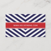 Monogram für Navy Blue & Red Zickzack Stripes Visitenkarte (Rückseite)