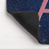Monogram für Navy Blue & Rose Gold Sparkle Glitzer Mousepad (Ecke)