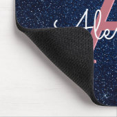 Monogram für Navy Blue & Rose Gold Sparkle Glitzer Mousepad (Ecke)