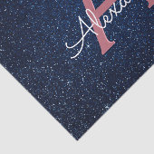 Monogram für Navy Blue & Rose Gold Sparkle Glitzer Seidenpapier (Ausschnitt)