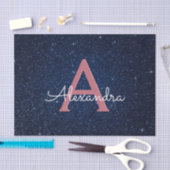 Monogram für Navy Blue & Rose Gold Sparkle Glitzer Seidenpapier (Handwerk)