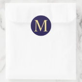 Monogram für Navy Blue und Gold Elegant Runder Aufkleber (Tasche)