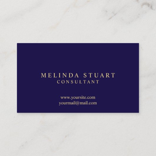 Monogram für Navy Blue und Gold Elegant Visitenkarte (Rückseite)