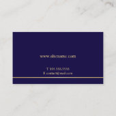 Monogram für Navy Blue und Gold Elegant Visitenkarte (Rückseite)