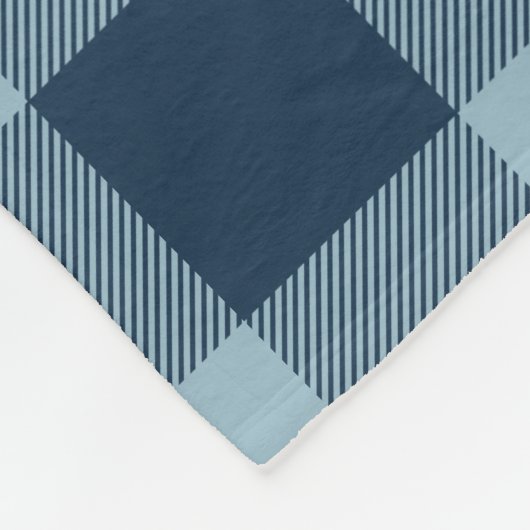 Monogram für Navy und Light Blue Buffalo Karo Fleecedecke (Ecke)