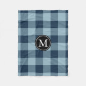 Monogram für Navy und Light Blue Buffalo Karo Fleecedecke (Vorderseite)