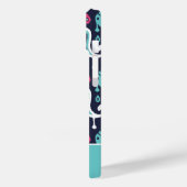 Monogram für Navy und Pink Ikat Paisley Case-Mate iPhone Hülle (Rückseite / Links)