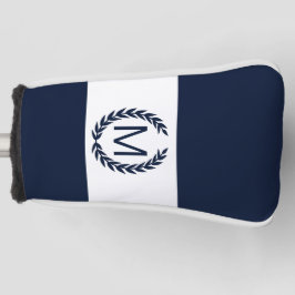 Monogram für personalisierte Navy & White Laurel W Golf Headcover
