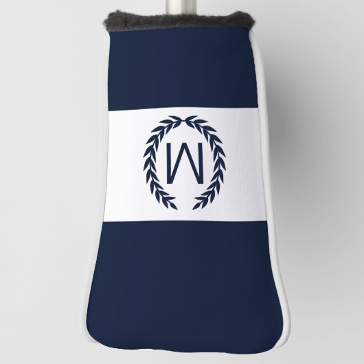 Monogram für personalisierte Navy & White Laurel W Golf Headcover (Rotieren 90)