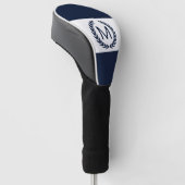 Monogram für personalisierte Navy & White Laurel W Golf Headcover (angewinkelt)