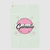 Monogram für Personalisierte, rosa-farbene Golfklu Golfhandtuch (Vorderseite)